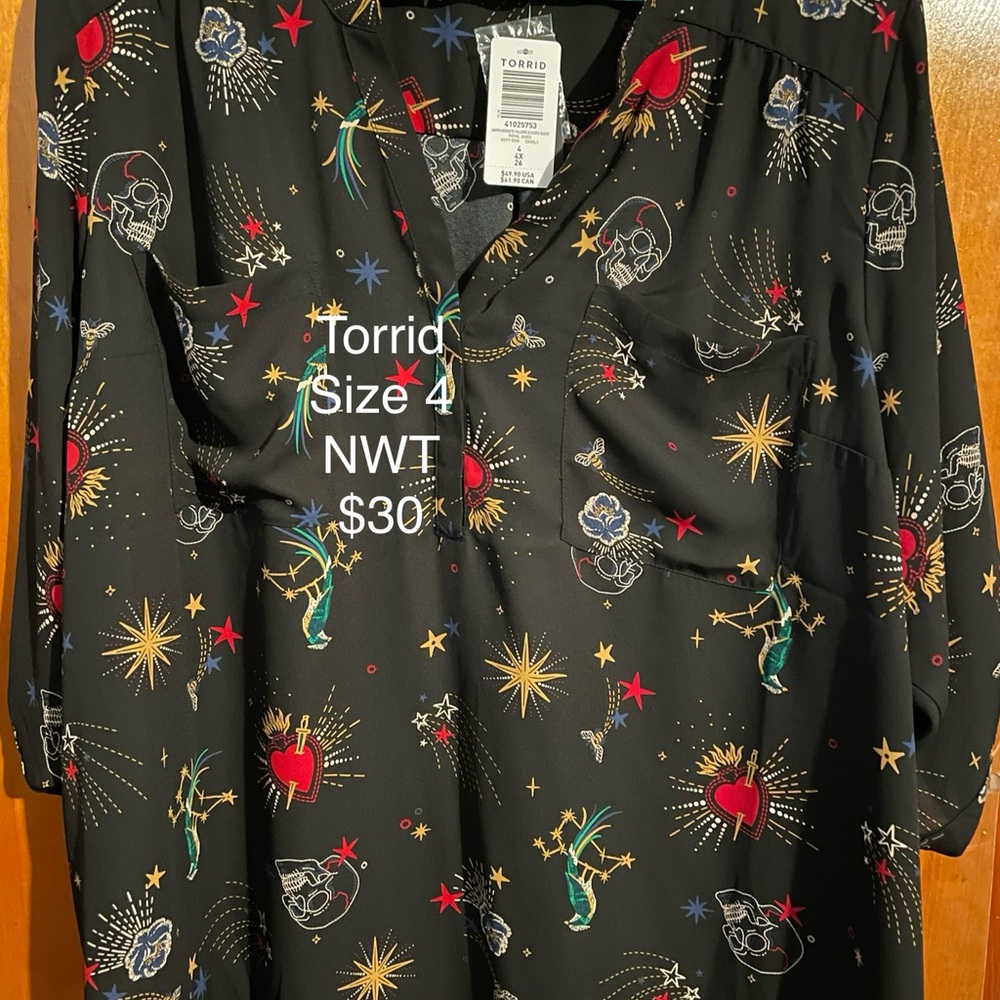Torrid Harper Georgette 3/4 Sleeve Top